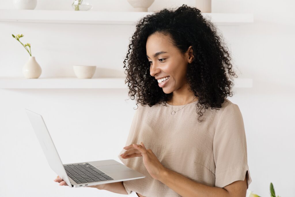 Woman using a laptop computer